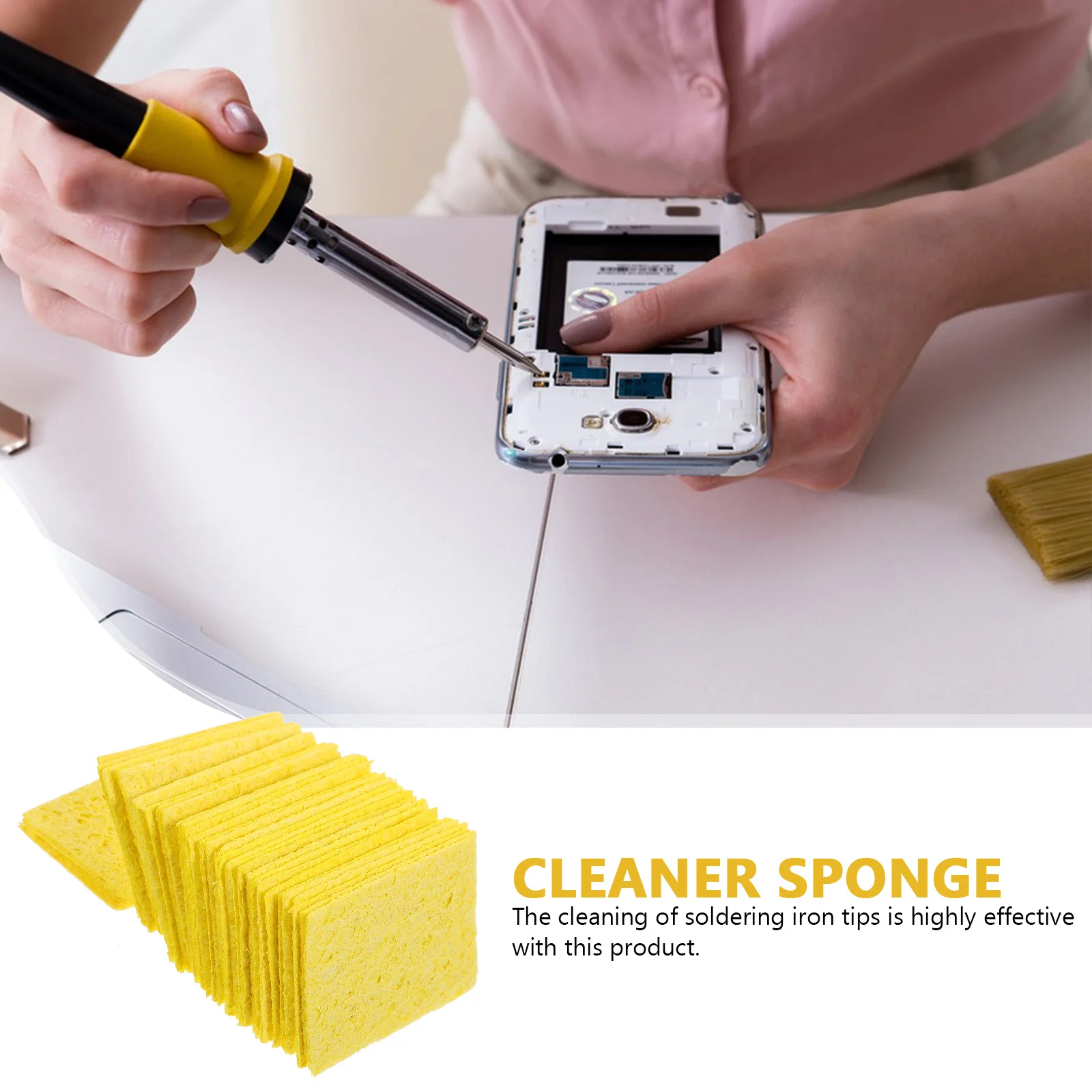 

100pcs Soldering Tip Cleaner High Temp Resistant Foaming Sponges Large Size Solder Cleaning Sponge Pad accessories kit welding