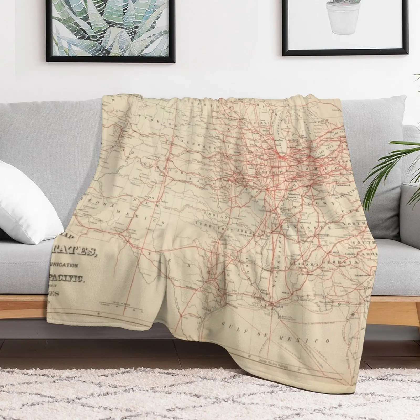 Old United States Railroad Map (1884) Vintage US Railway Atlas Throw Blanket For Baby Luxury St Soft Big Blankets