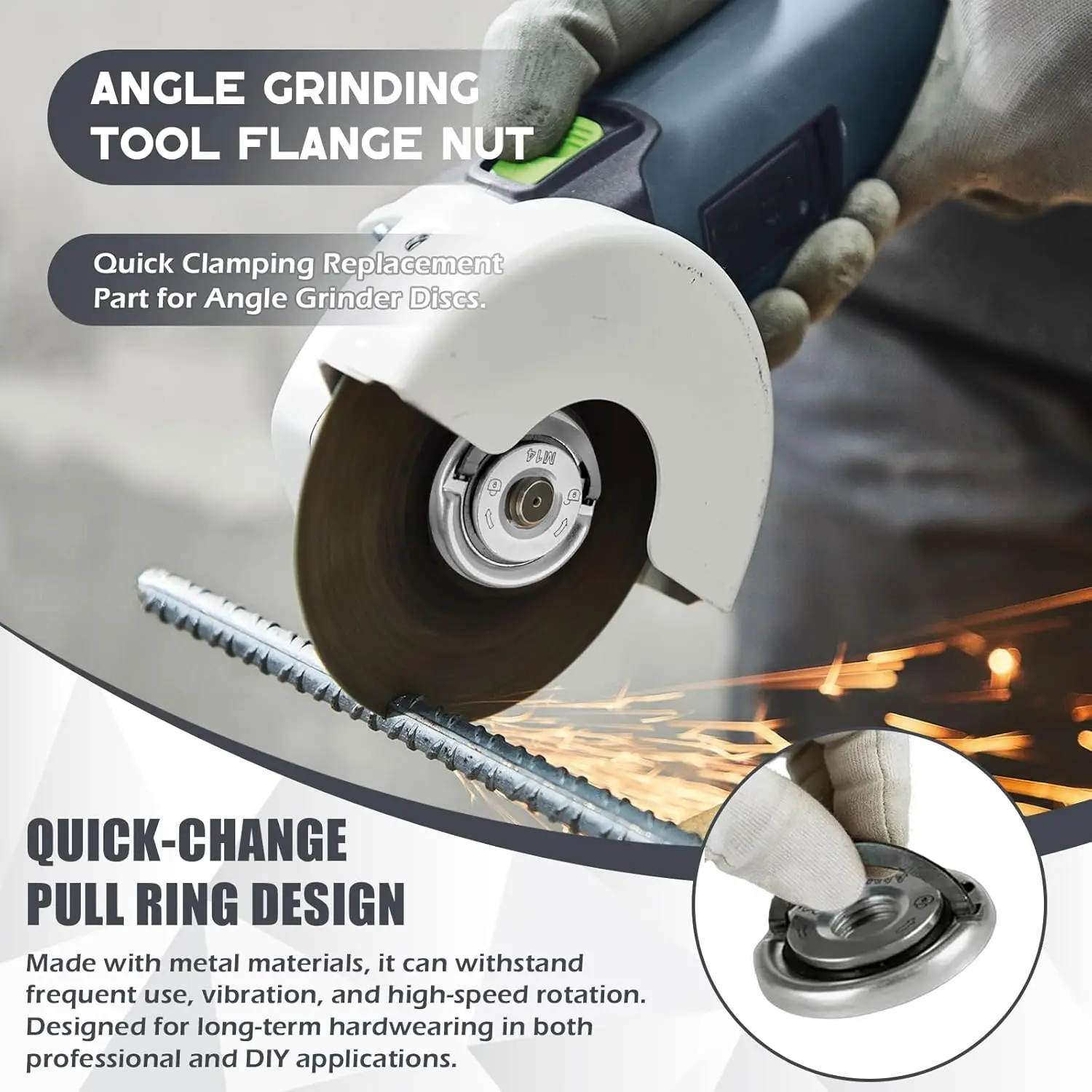 M14 Angle Grinder Quick Release Self-Locking Grinder Pressing Plate Flange Nut Power Chuck
