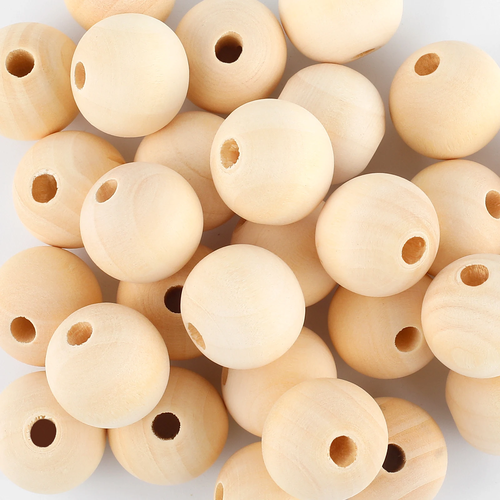 

30PCS 30mm wooden beads, natural unfinished circular wooden loose beads, wooden spacer beads used for craft making decorations