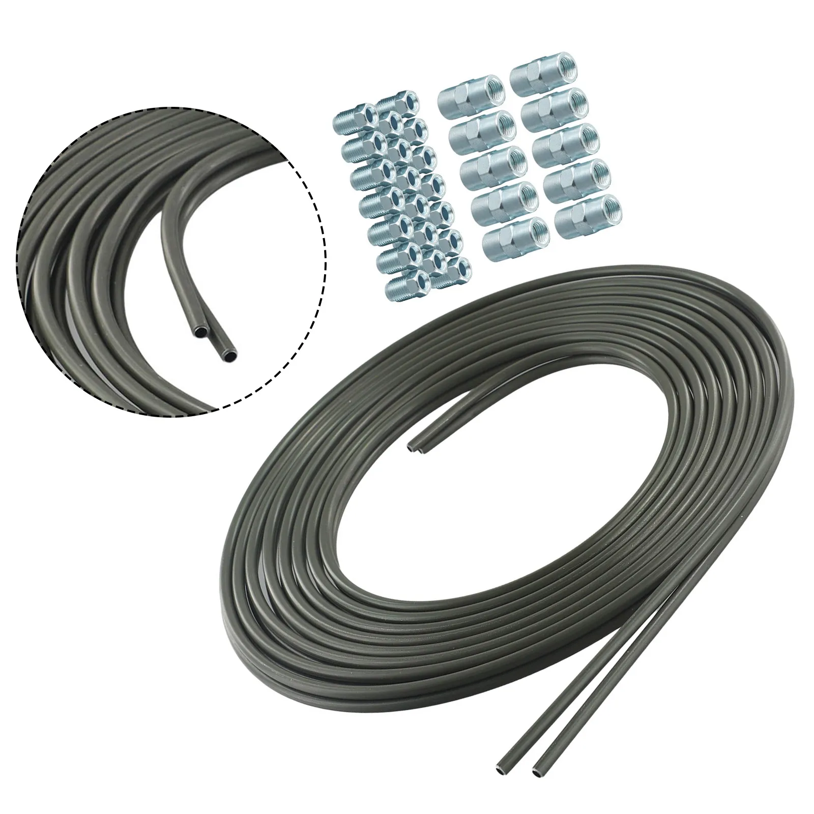 2 Roll 5m Each 3/16 (4.75mm) Brake Pipe Kit Steel PVF-Coated Tubing with 20 for m10 Nuts and 10 Connectors for Brake Line Work