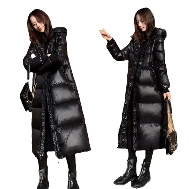 Thick Cotton Coats 2022 Winter Parka Black Jackets Women\'s Long Parkas Hooded Warm Winter Coats Female Black Overcoats