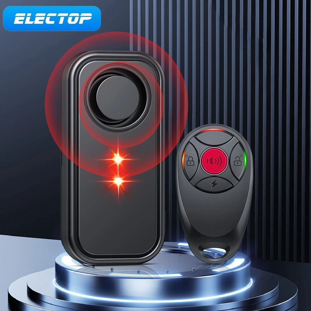 Electop 113db Ebike Alarm Vibration Motion Sensor Alarm with Remote Anti theft Alert System for Ebikes Scooter with LED Lights