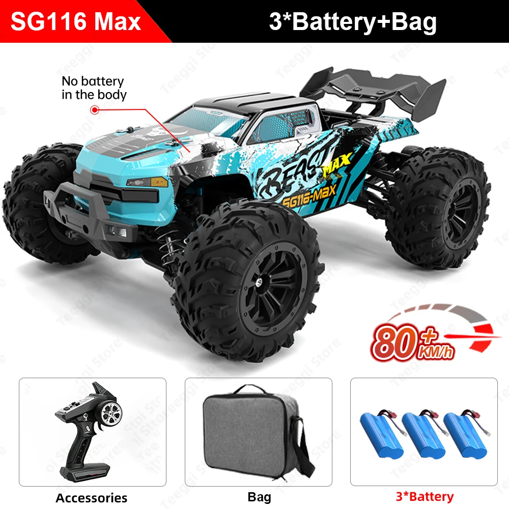Teeggi SG116 MAX 4WD RC Off-Road auto 1:16 hoge snelheid drift raceauto 80KM/H borstelloze motor monstertruck speelgoed voor kinderen cadeau