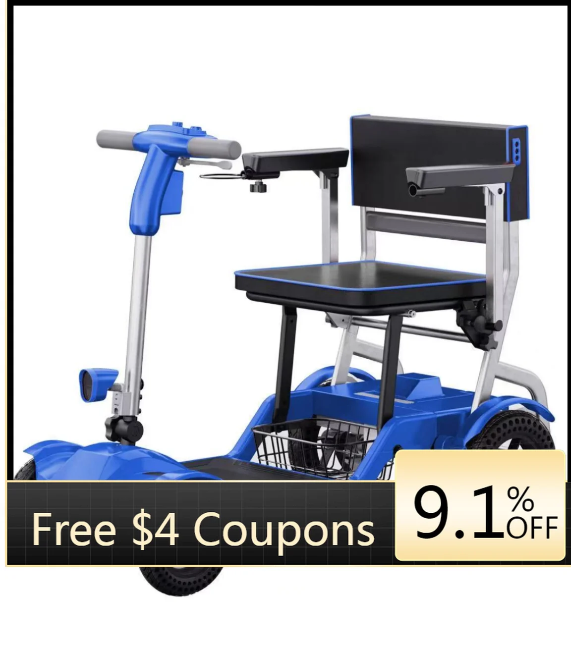 

High quality commuting vehicles are safe and reliable17kg Lightweight Foldable Four-Wheel Electric Scooters Airplane for Elderly