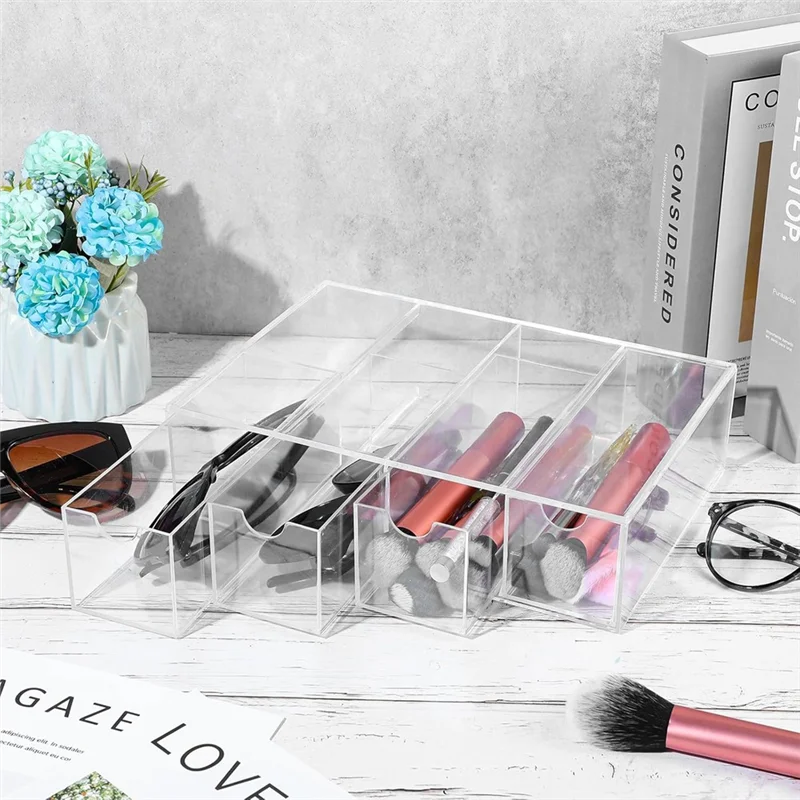 

T98C-Acrylic Organizer, Clear Washi Tape Storage Holder With 4 Sliding Drawers, For Scrapbooking Art Craft Supplies