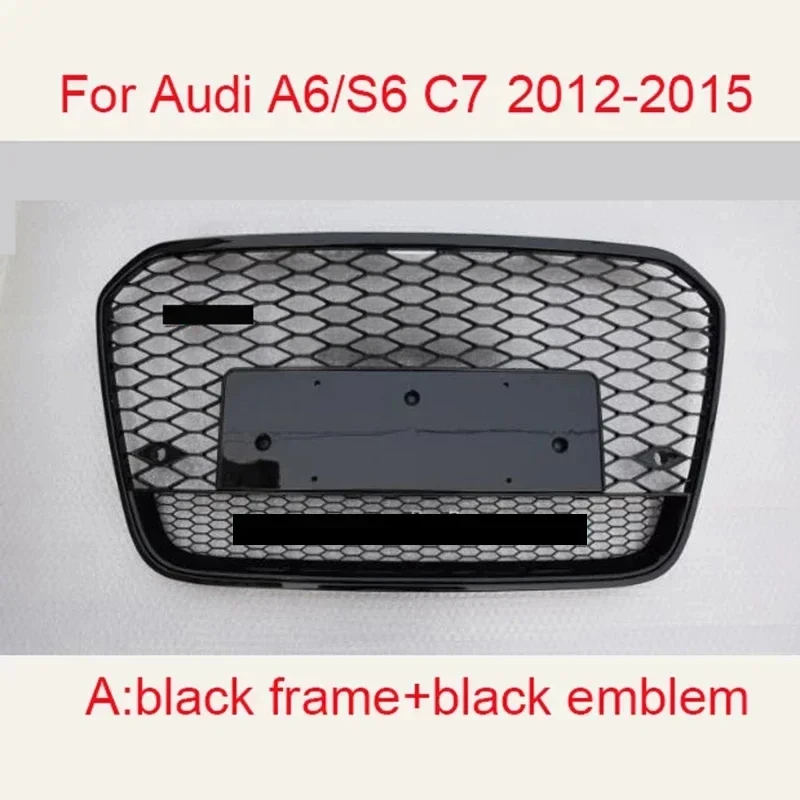 

For RS6 Style Front Sport Hex Mesh Honeycomb Hood Grill Black For Audi A6/S6 C7 2012 2013 2014 2015 Car-Styling Accessories