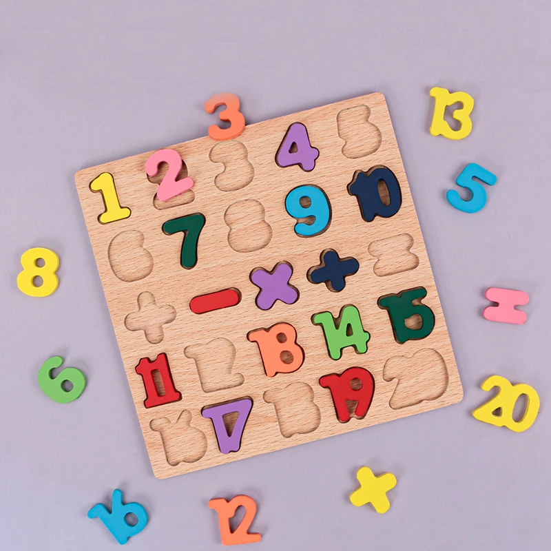 Kinder Alphabetische Arithmetik Zahl Geometrische Formen Holz Puzzle Montessori Vorschule Lernen Lernspiel Spielzeug für Kinder