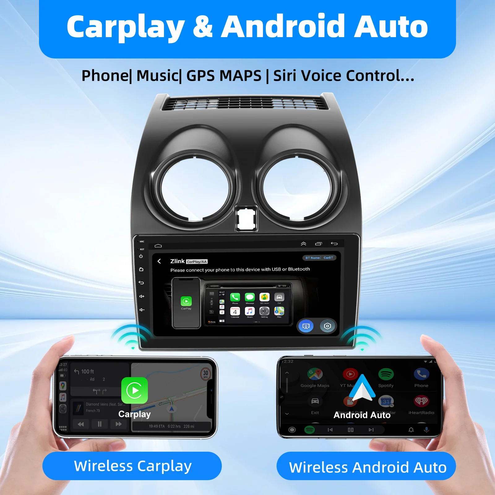 ESSGOO 4G 8-Core Android 14 6 + 128G Carplay Android Auto Für Nissan Qashqai J10 2007-13 2DIN 9 "Autoradio GPS Navi Player FM Wifi – Detail 9