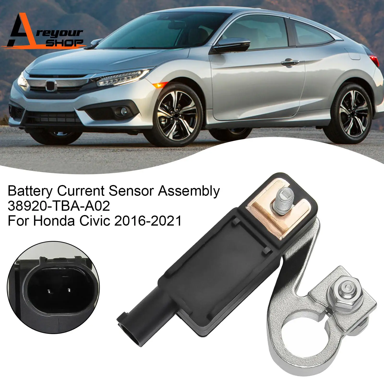 Areyourshop Battery Current Sensor Assembly 38920-TBA-A02 for Honda Civic 2016 2017 2018 2019 2020 2021