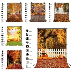 Autumn Forest Nature Scenery Backdrop Fall Maples Leaves Farm Barn Pumpkin Haystack Baby Portrait Photography Background Decor