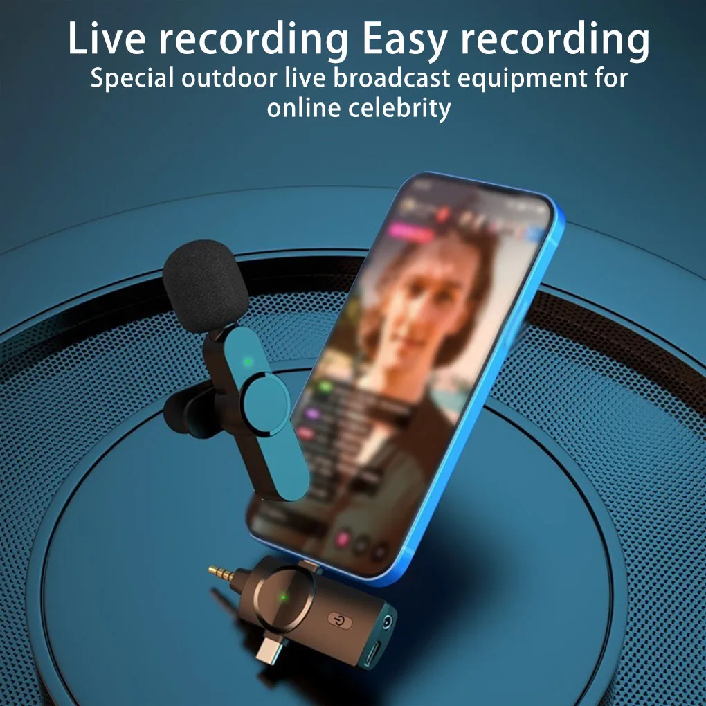 

Wireless Clip On Microphone Recording Live Streaming Mic Type-C Reverberation Recorder Interview for Smartphone Tyle 1