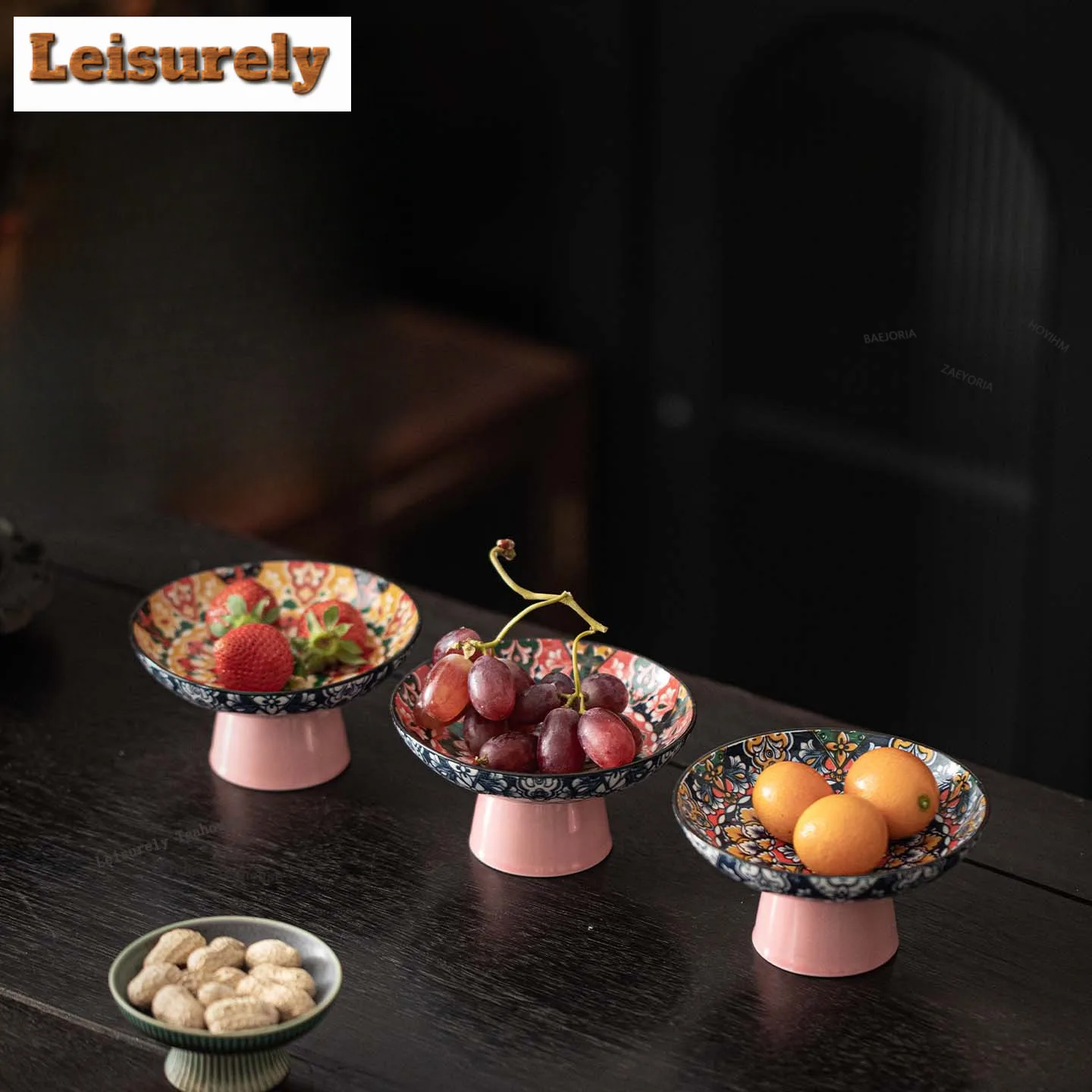 

Brocade Cluster High-footed Fruit Dishes Elegant Pastry Plate Cake Display Stand Dim Sum Plate Household Hospitality Dishes Gift