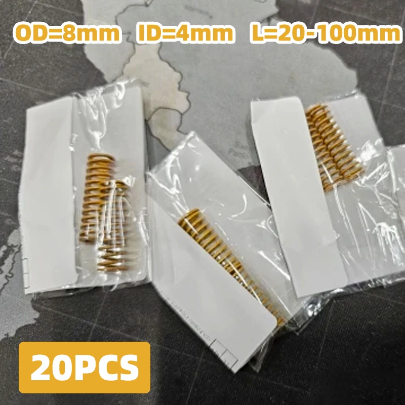 Creamily 20PCS Mold Springs Spiral Stamping Compression Die Springs For 3D Printed and Car Accessories OD=8mm ID=4mm L=20-100mm