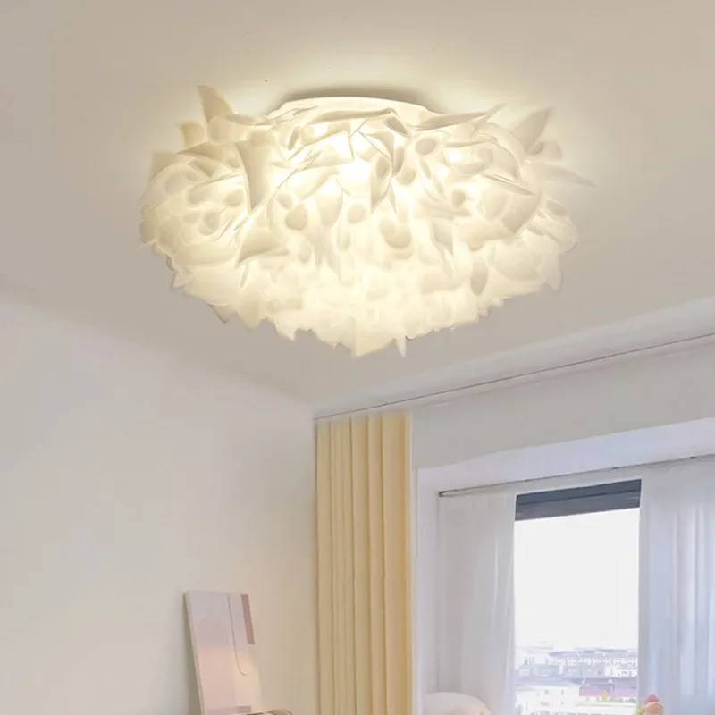 

Romantic White Flower LED Ceiling Lights Bedroom Restaurant Living Room Lamp Remote Control Dimming Home Decor Hanglamp PVC