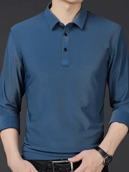 Plus Size 8xl Autumn Spring Men Polo Shirts Classic Long Sleeve Tee Breathable Cooling Quick Dry Nylon Polos Men Golf T-shirt