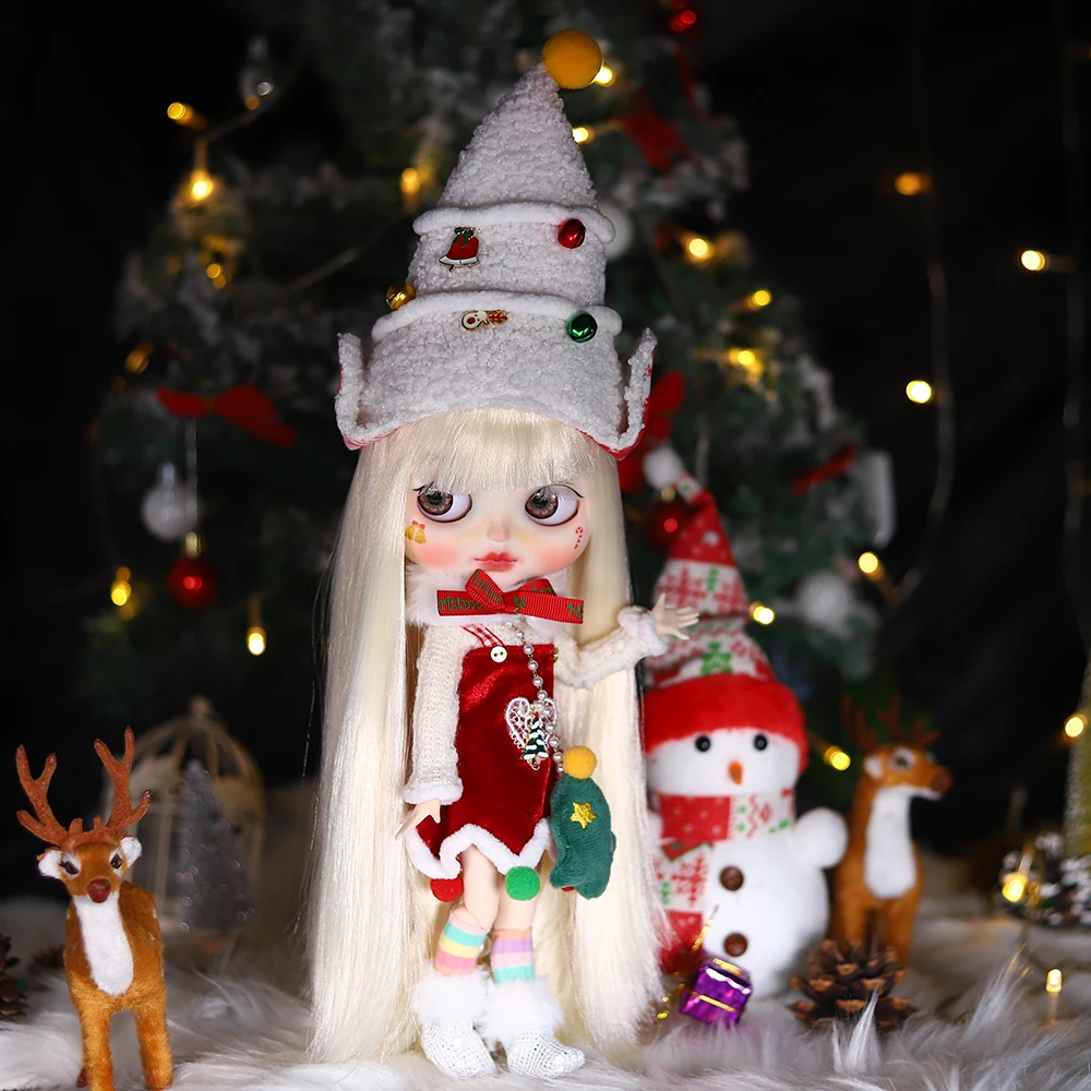 ICY DBS Blyth Doll 30cm Christmas Santa Hand-Painted Makeup Christmas Suit Fair Skin Matte Face Festival Birthday Girls Gifts