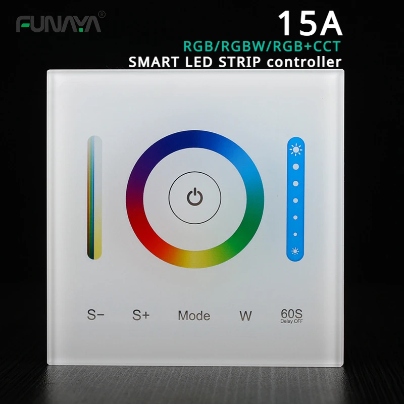 RGB Smart Panel Touch Controller CCT Light Strip RGBW Controller 2.4G P3 DC 12V~24V 15A 86MM 12 Modes White Home Office Switches