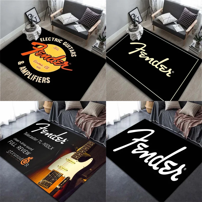 Fender Guitar Printed Carpet for House Living Room Bedroom Hotel Decoration Kitchen Foot Soft Mat Bedside Sofa Coffee Table Rug