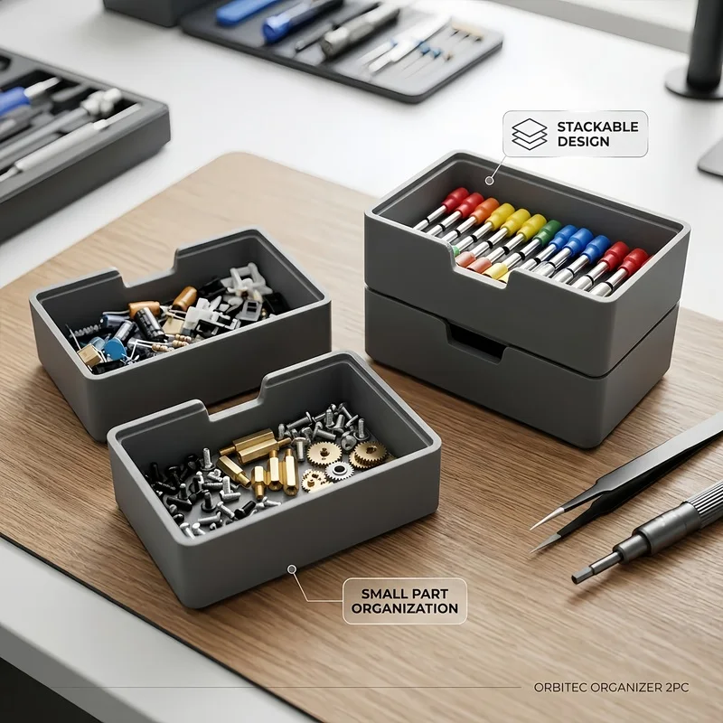 1/2Pcs Stackable Hardware Storage Box,Small Parts Organizer for Screws Nuts,Space‑Saving Container for Workshop DIY Home Repair