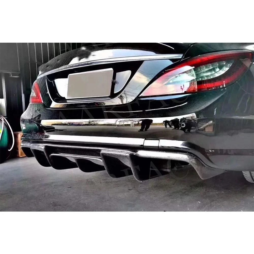 Carbon Fiber Rear Bumper Lip Diffuser For Mercedes Benz CLS Class W218 CLS63 AMG 2011-2017 Fins Diffuser Body Kit Accessories