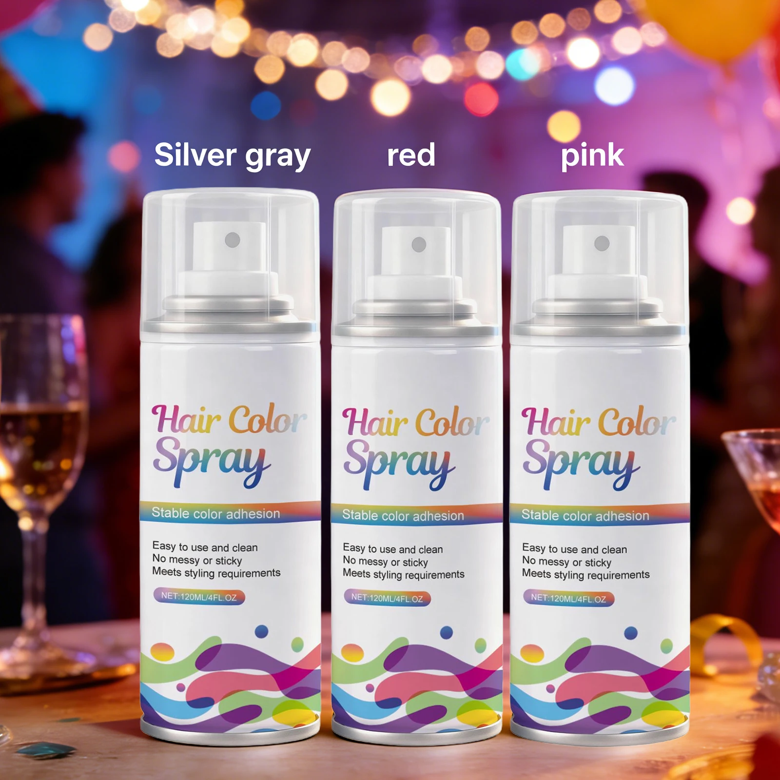 

3 Color Temporary Hair Color Spray Instant Hair Color One-Time Hair Dyeing for Party Costume DIY Party Styling Washable Spray