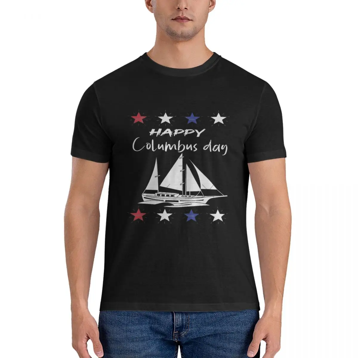 Columbus Day 1492 Essential T Shirts for Men Cotton Casual T-Shirt Crew Neck Columbus Day Tees Sleeve Clothes official-website