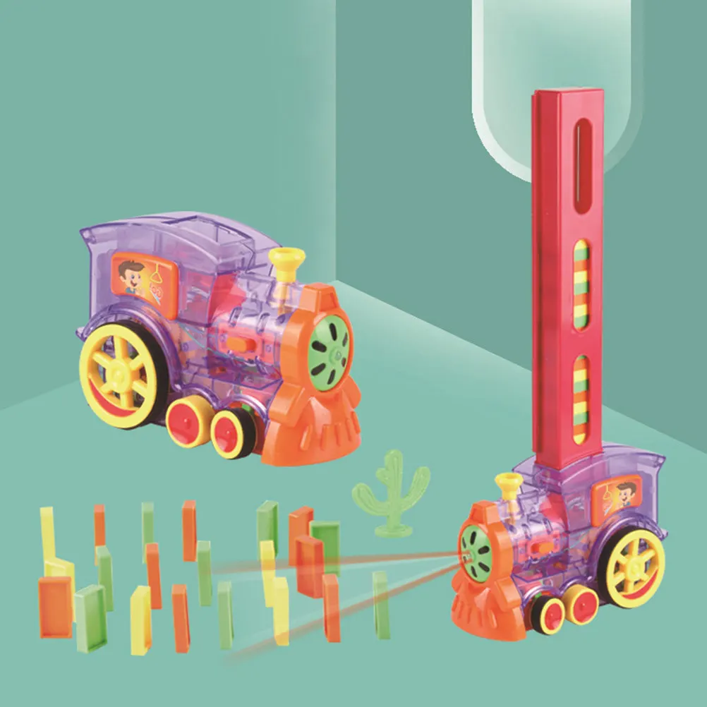 

63Pcs Domino Train Set Brightly Colored Safe Plastic Educational Game Enhance Creativity Patience Hand-Eye