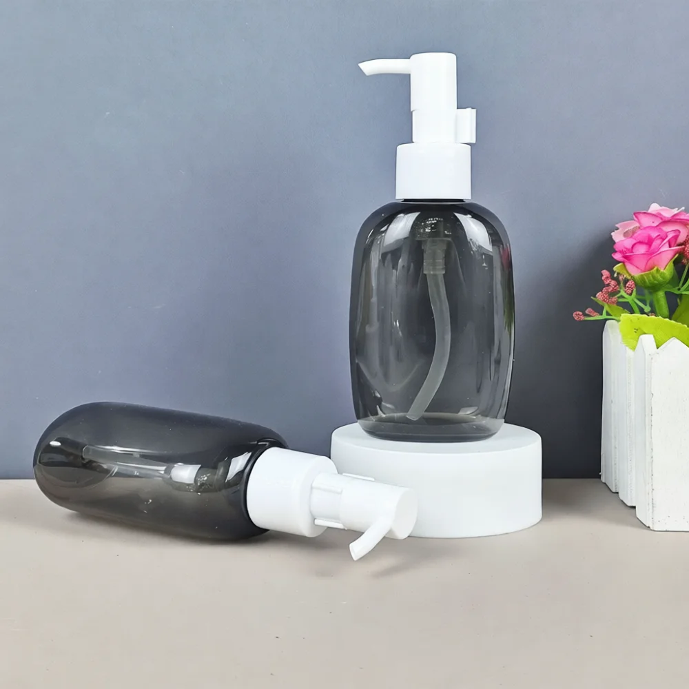 Empty 120ml Flat Oval Bottle With Press Pump Travel Refillable Container For Makeup Remover Face Serum Liquid Skin Care