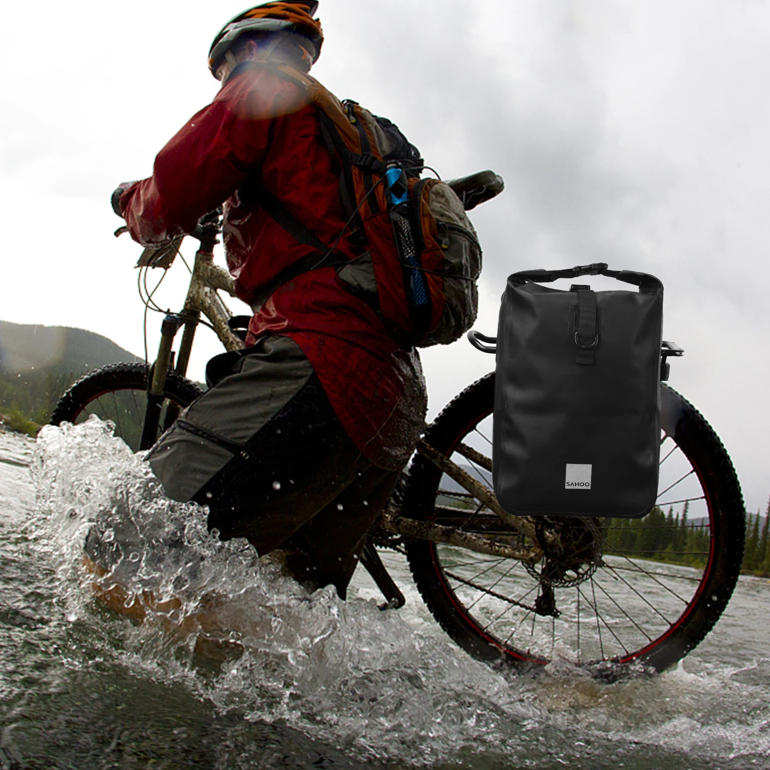 SAHOO Radfahren Fahrrad Rücksitz Kofferraum Tasche Große Kapazität Packtaschen Reflektierende Hinten Tasche Wasserdichte Fahrrad Lagerung Tasche – Detail 12