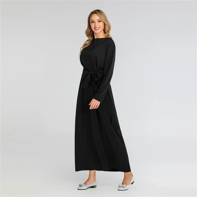 Robe Abaya pour Femme Musulmane, Vêtement pour Eid, Dubaï, Turquie, Couleur Unie, Nouvelle Collection 2025