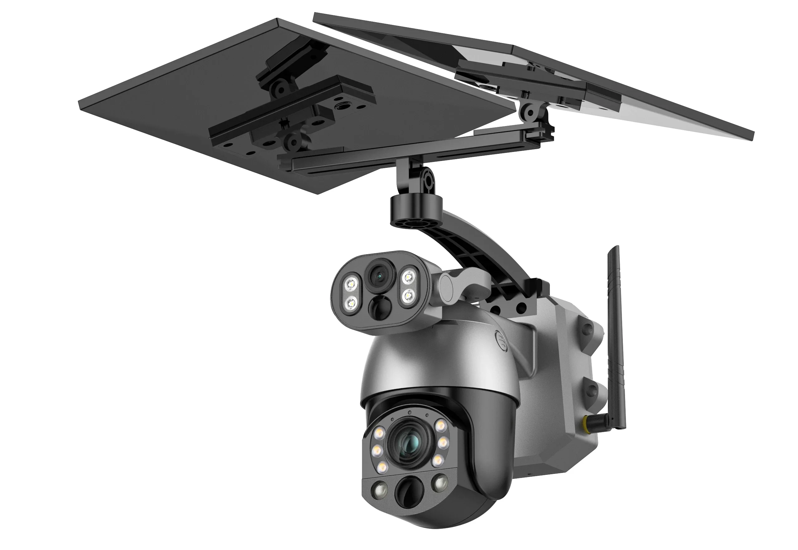 

Custom IP65 Dual Lens WIFI 4G 5MP PTZ Solar Camera 12W Solar Panel 9600mAh Battery 99X Optical Zoom Night Vision AI SD Card