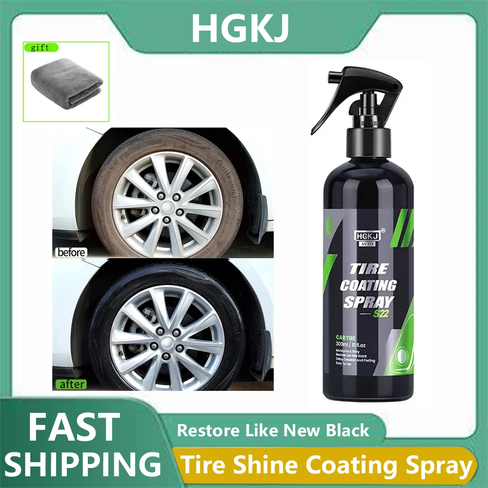 

HGKJ S22 Car Tyre Gloss Coating Spray Hydrophobic Sealant Wax Tire Blackening Refurbishing Agent Tire Care Spray Auto Detailing