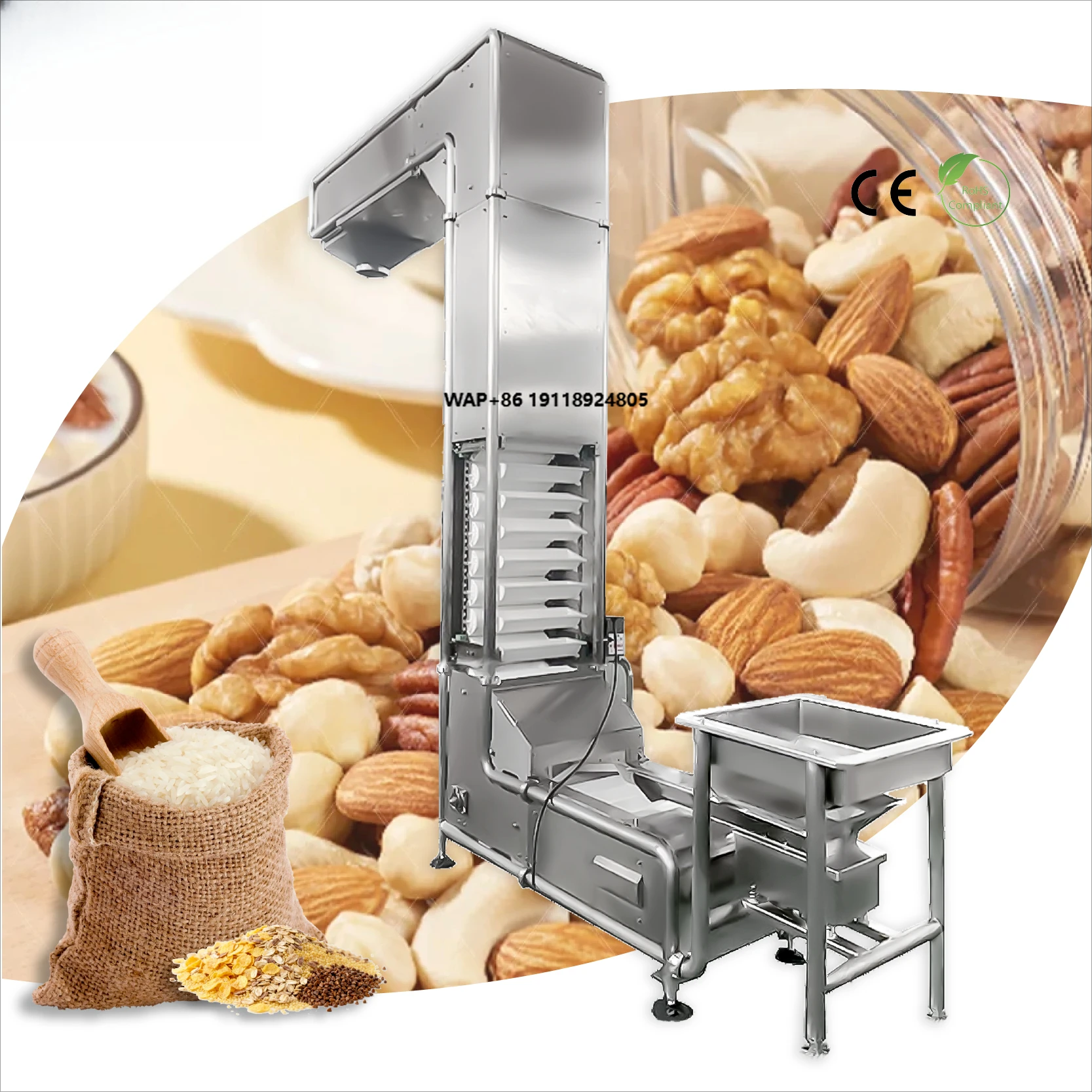 Food Level Screw Conveyor Stainless Steel for Agricultural Grains and Seeds Stainless Steel Bucket Elevators