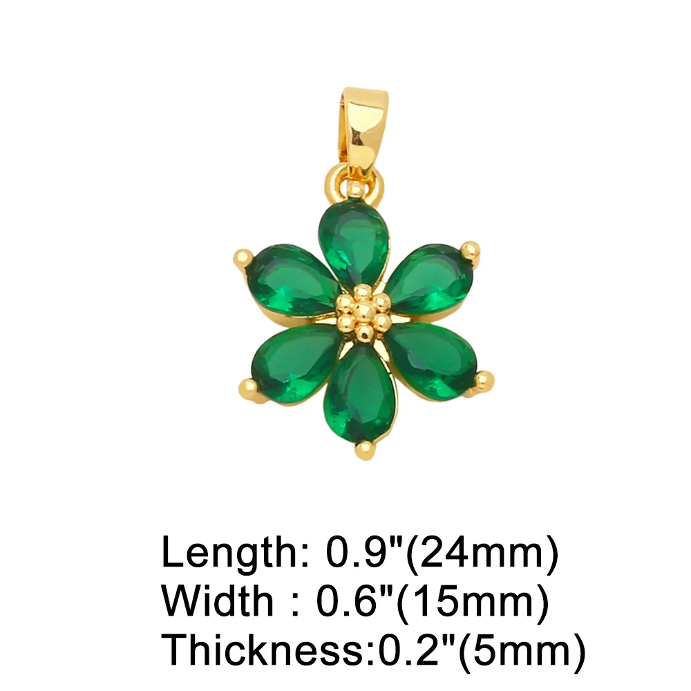 OCESRIO Multicolor CZ Flower Necklace Pendant Copper Gold Plated Crystal DIY Jewelry Making Component Wholesale Bulk pdta908