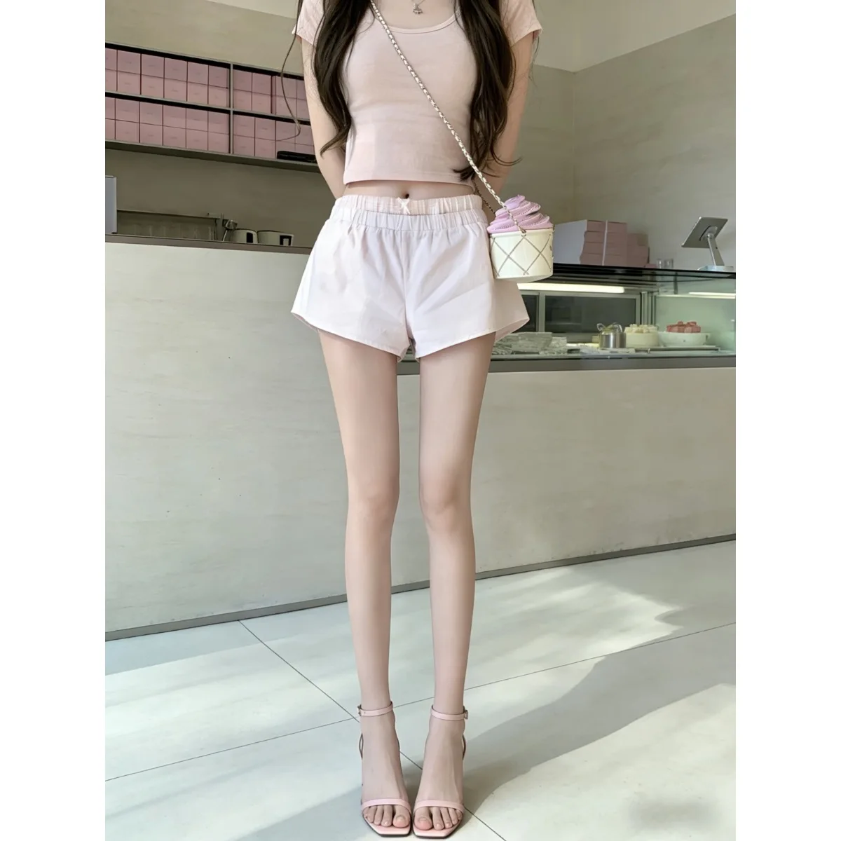 

Весенне-осенние мягкие свободные повседневные женские шорты с эффектом двухслойности, скрывающие недостатки фигуры, в двух цветах, в стиле принцессы, из хлопка