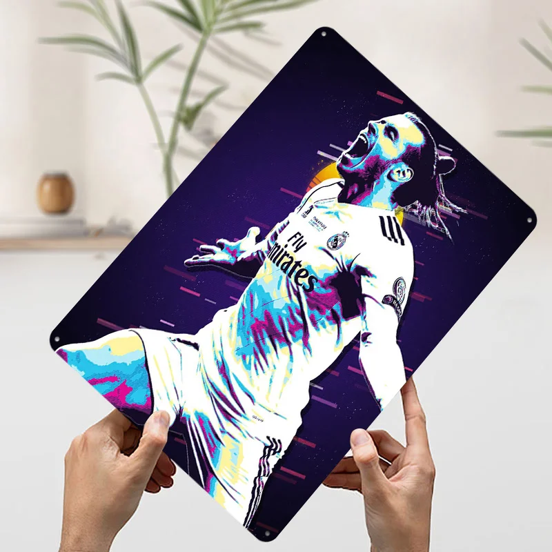 Gareth Bale Retro Art Printed Poster Customizable Wall Art Retro Vintage Metal Tin Signs for Home Room Bathroom Decor Coffee Bar