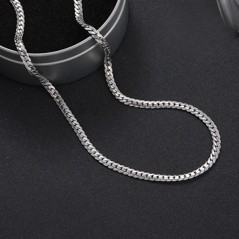 New 925 Sterling Silver Necklace 5MM Side Chain for Men Women Wedding Jewelry Luxury Fashion Style Engagement High Quality Gifts