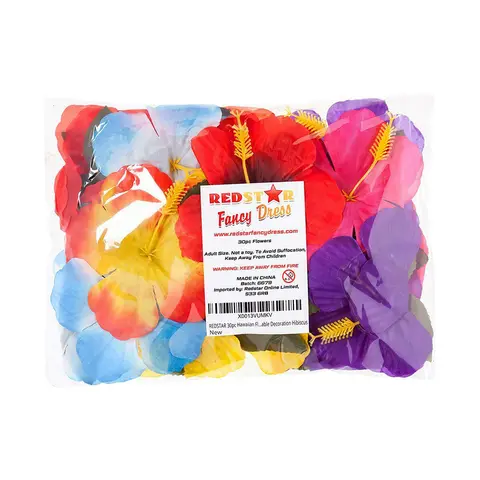 30pcs ARTIFICIAL HIBISCUS FLOWERS COLOURFUL HAWAIIAN TABLE DECOR & CENTREPIEC