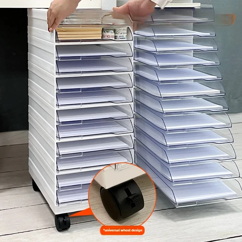 Plastic Multi-Tier Drawer Organizer A4 File Cabinet Office Storage Box Desktop Document Holder Foldable Storage Box Sorting