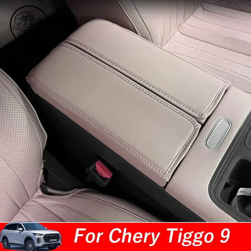 

For Chery Tiggo 9 2024 2025 2026 Car Center Control Armrest Box Microfiber Leather Trim Cover Max Accessories