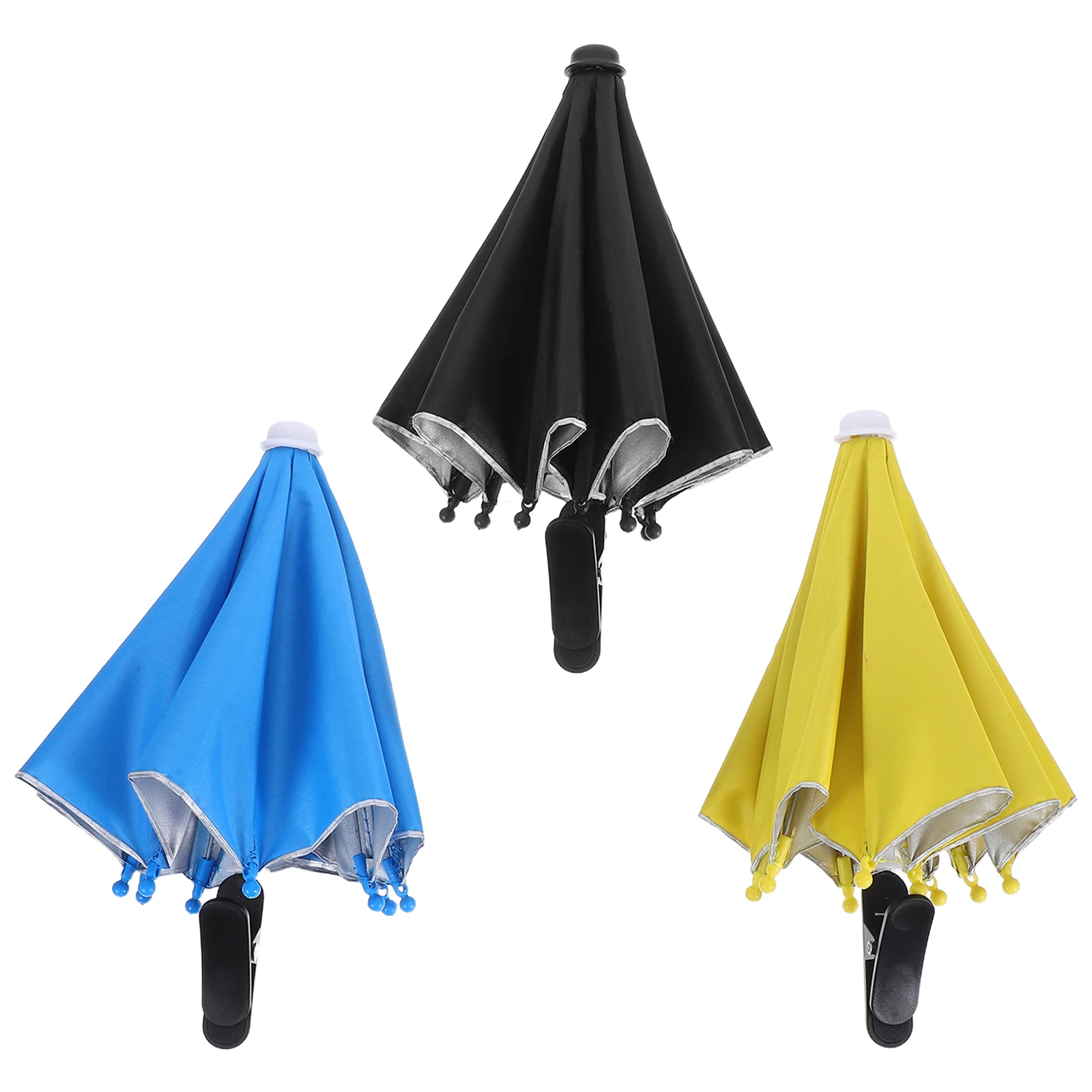 

3 Pcs Outdoor Mobile Phone Umbrella for Sun Mobilephone Cell Shade Mini Cellphone Three Fold