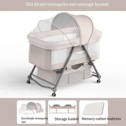 Baby Bassinet Portable Multifunctional Foldable Newborn Bird's Nest Sleeping Basket with Mosquito Net Adjustable Baby Crib