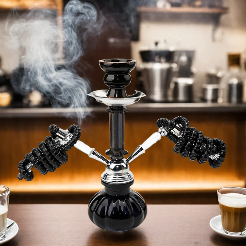 

Black Blue Green Purple Red,11.2in\28.5cm Small,Double Hose 2,Bar Shisha Full Set Luxury Smoking Pipe Hookah Set,Glass Vase