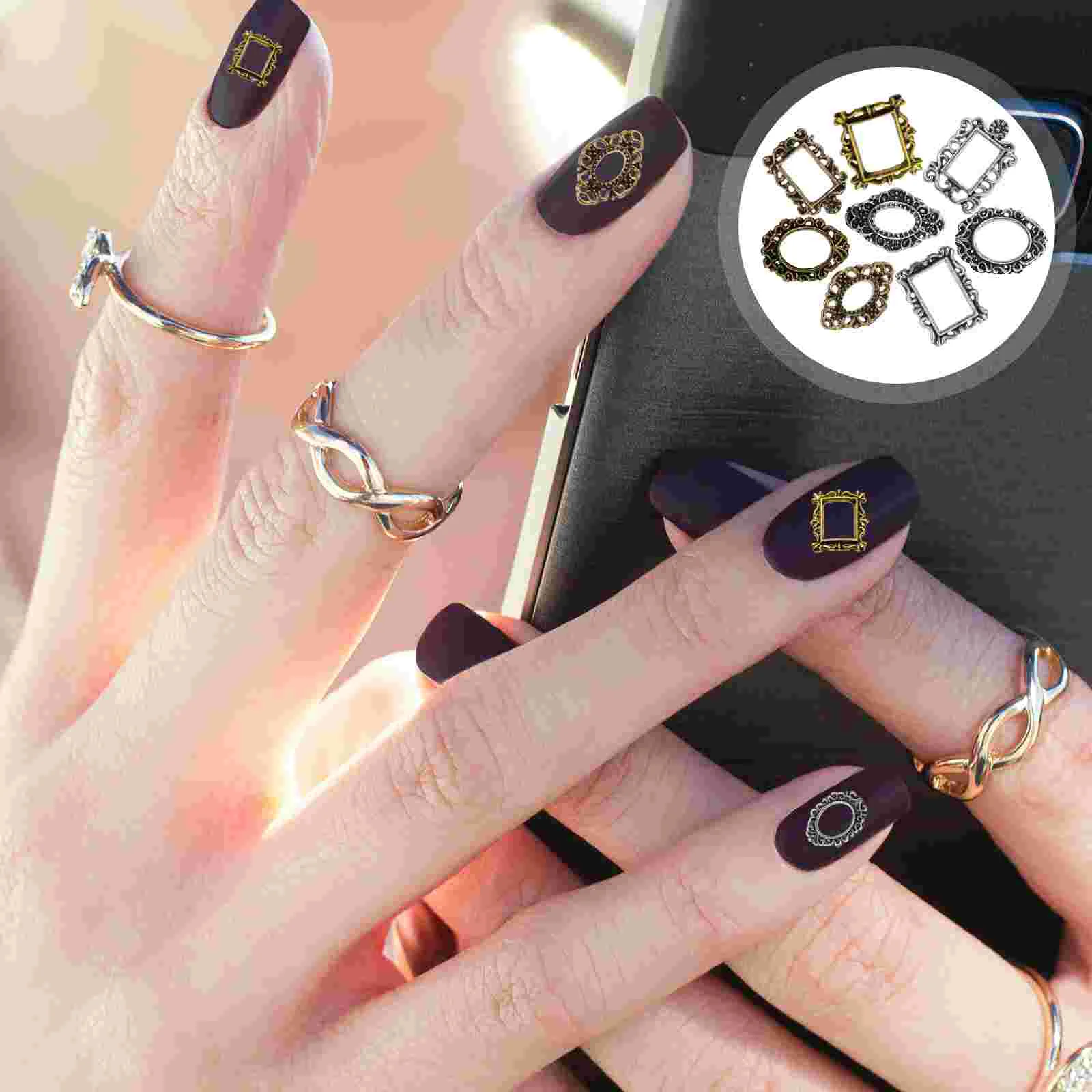

40 Pcs Nail Photo Frame Metal Picture Baroque Vintage Mini Alloy Small