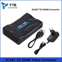 YIGETOHDE 1080P SCART To HDMI-compatible Video Audio Upscale Converter Adapter for HD TV DVD Sky Box STB Plug and Play DC Cable