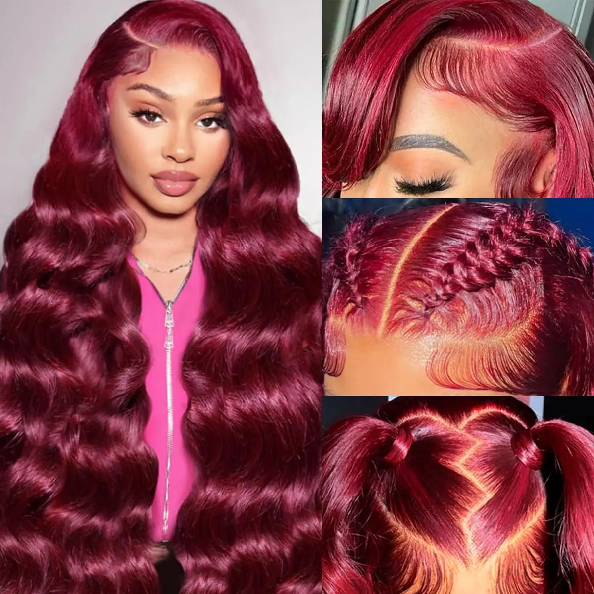 

Burgundy 99J Body Wave Transparent Lace Front Wigs For Women 13x6 Hd Lace Frontal Human Hair Wig Brazilian Red Colored Remy Wig