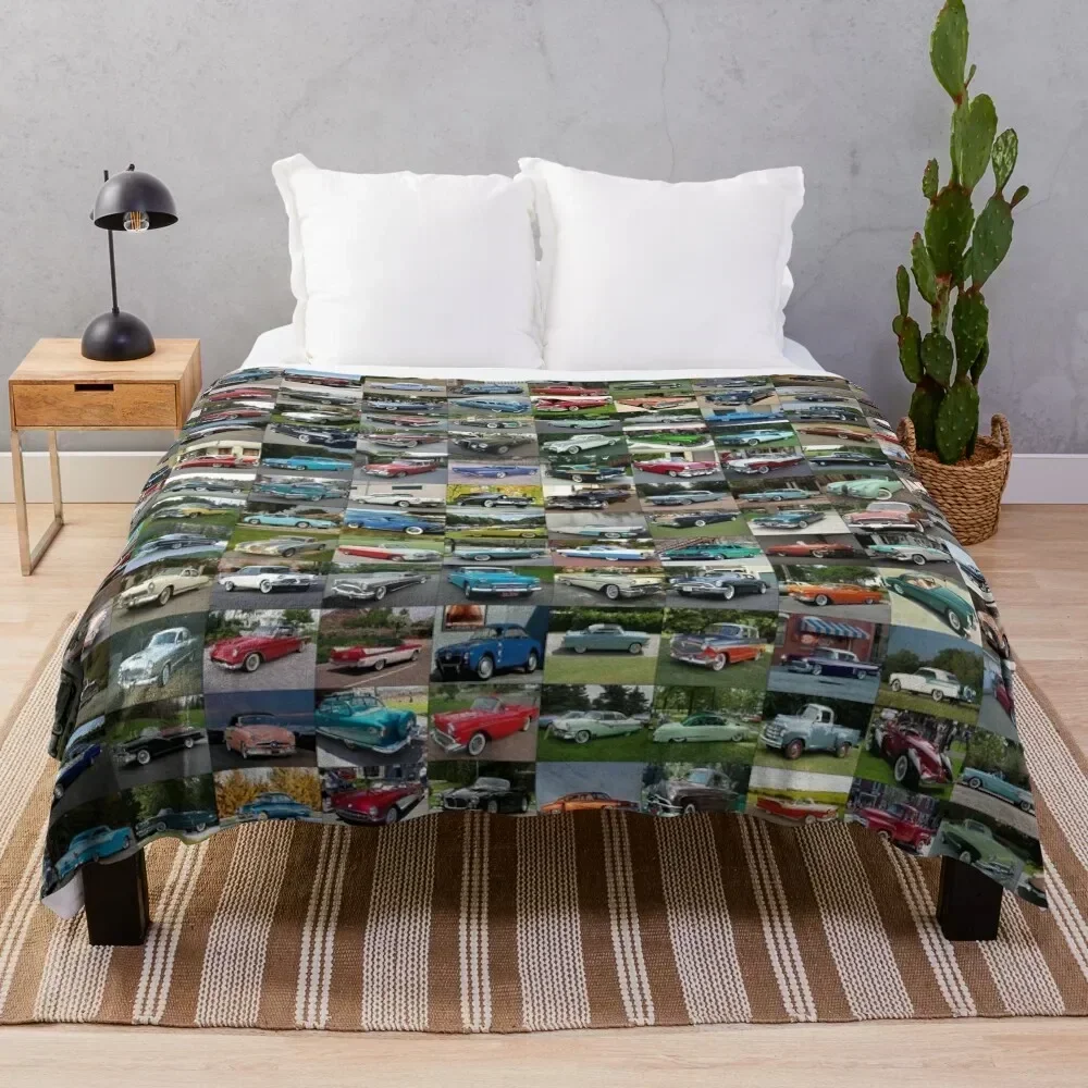 

1950's Cars Throw Blanket Luxury Brand Decorative Throw anime Soft Big Blankets