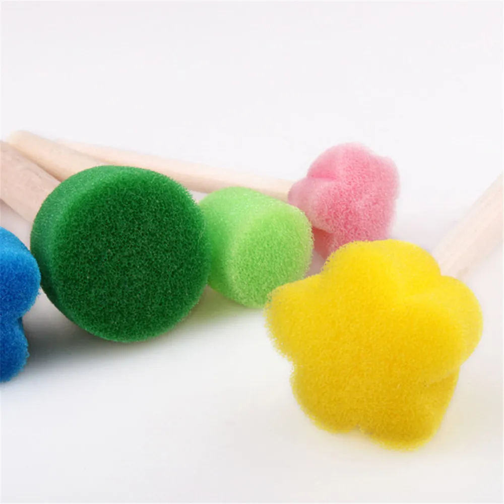 5pcs Kids Toddler Sponge Stamp Brush Kits Flower Drawing Toys for Children Paint Educational Art and Craft Creativity Boys Girls