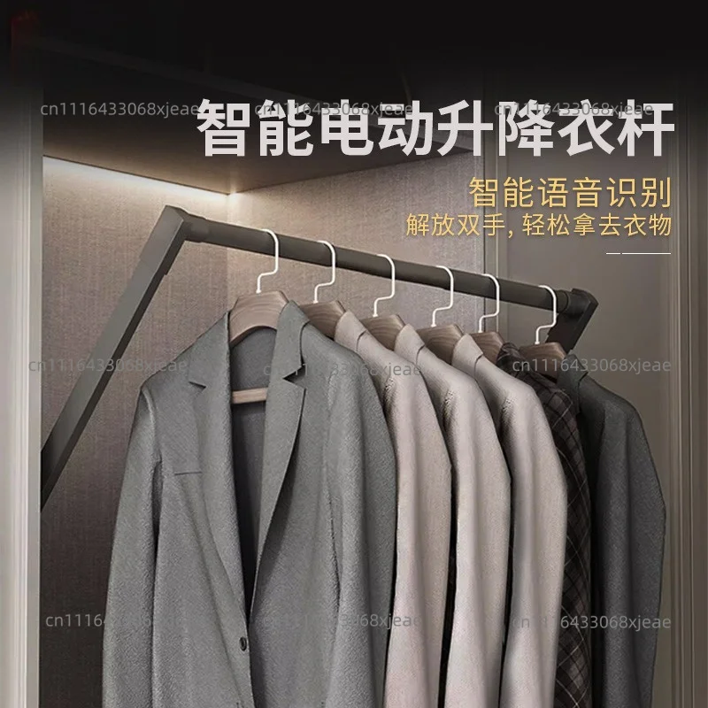 Voice intelligent electric lifting hanger pull-down clothes hanging rod wardrobe automatic clothes hanging device remote control